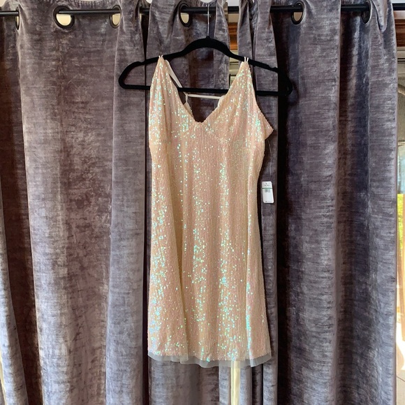 Free People Gold Rush Icicle Pearl Mini Dress Large PRICE FIRM - Picture 2 of 11